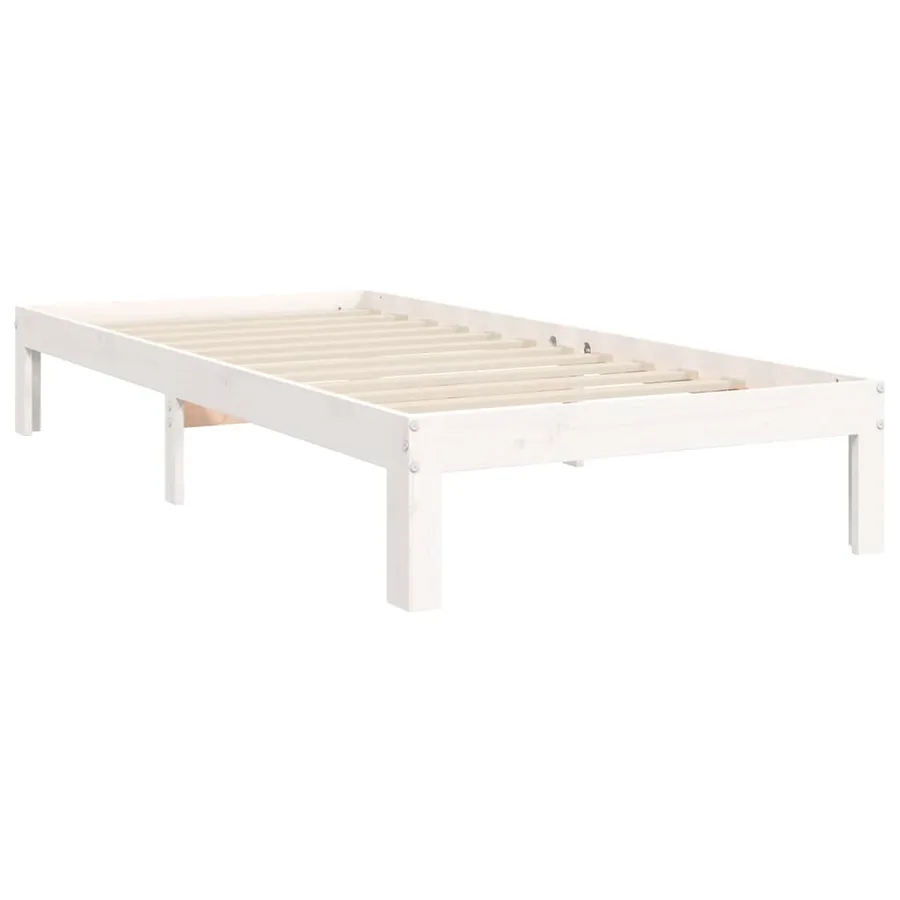 Cadre de lit sans matelas blanc 90x200 cm bois de pin massif - 8