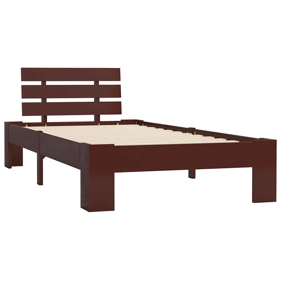 Cadre de lit sans matelas marron foncé bois pin massif 90x200cm - 2