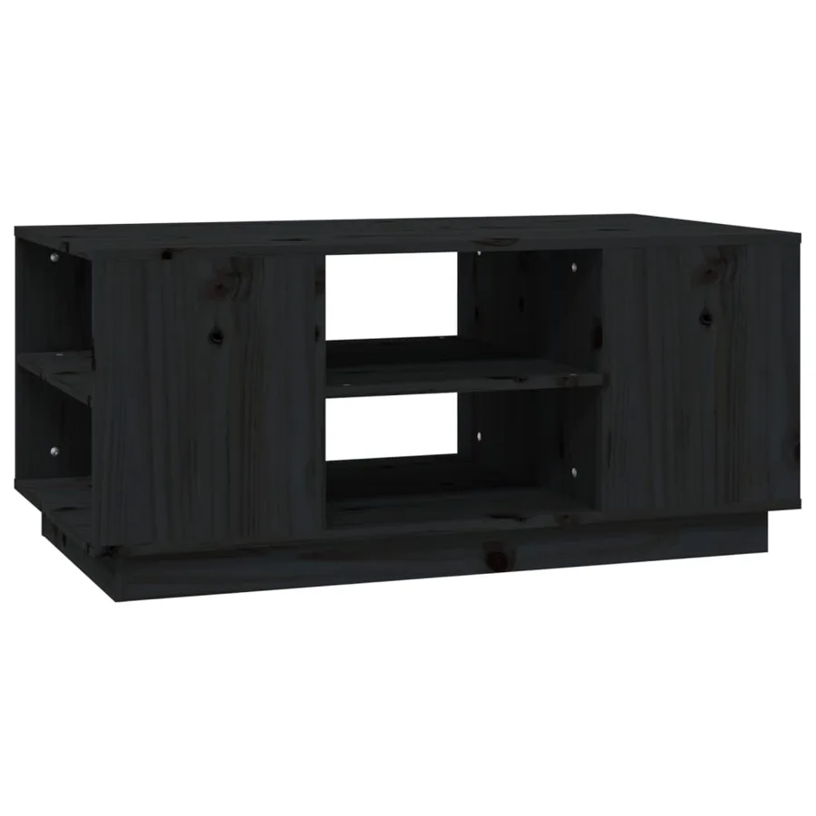 Table basse Noir 90x49x40,5 cm Bois massif de pin - 2