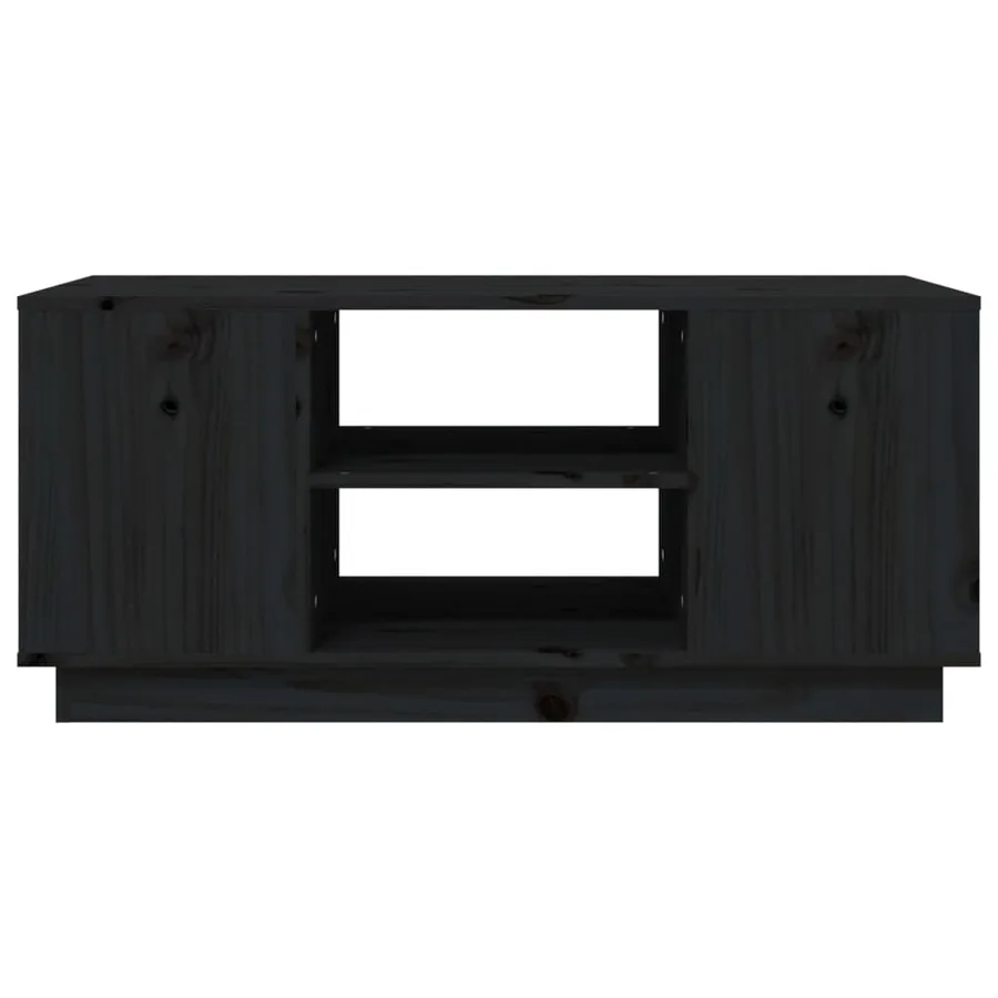 Table basse Noir 90x49x40,5 cm Bois massif de pin - 5