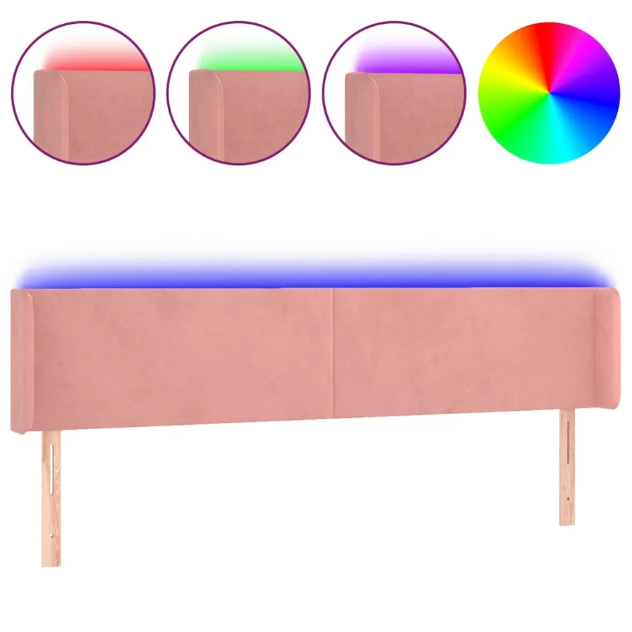 Tête de lit à LED Rose 203x16x78/88 cm Velours - 2