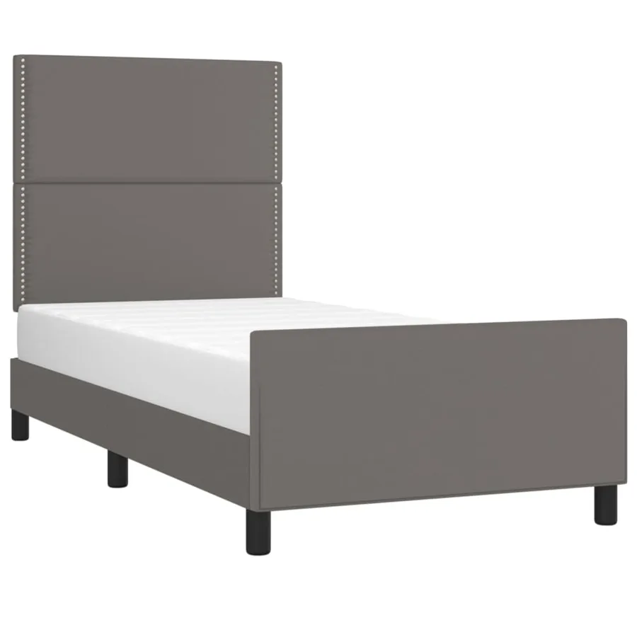 Cadre de lit sans matelas gris 90x190 cm similicuir - 3