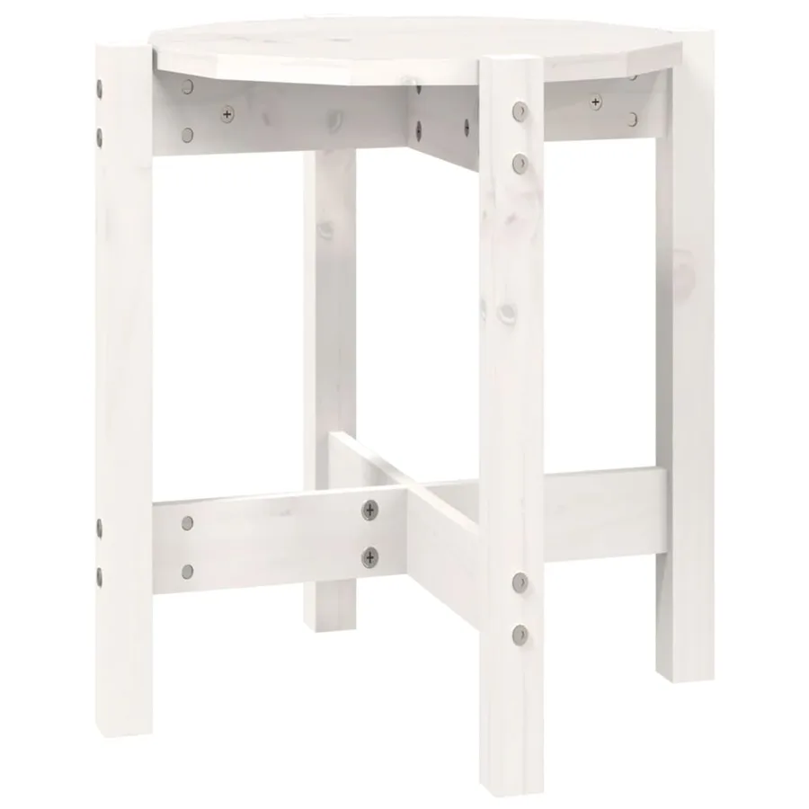 Table basse Blanc Ø 42,5x45 cm Bois massif de pin - 2