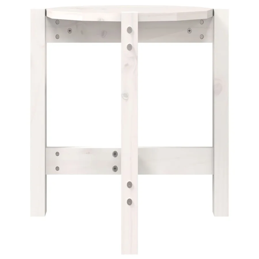 Table basse Blanc Ø 42,5x45 cm Bois massif de pin - 5