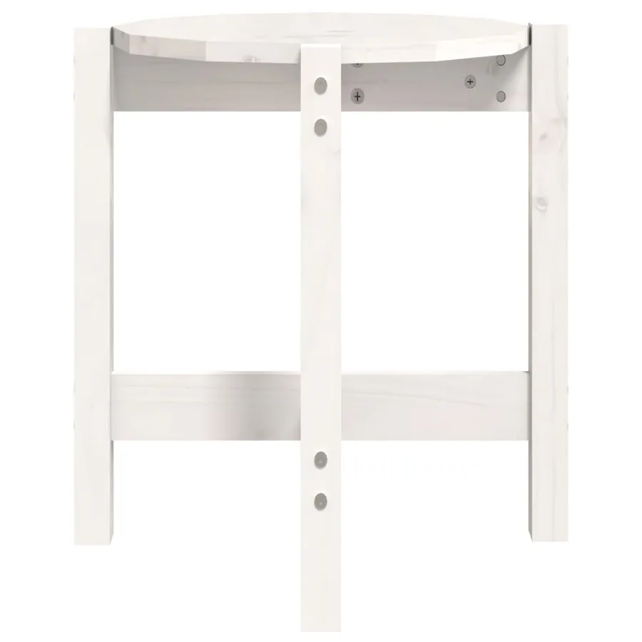 Table basse Blanc Ø 42,5x45 cm Bois massif de pin - 6