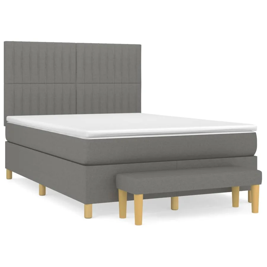 Sommier à lattes de lit avec matelas Gris foncé 140x200cm Tissu - 2