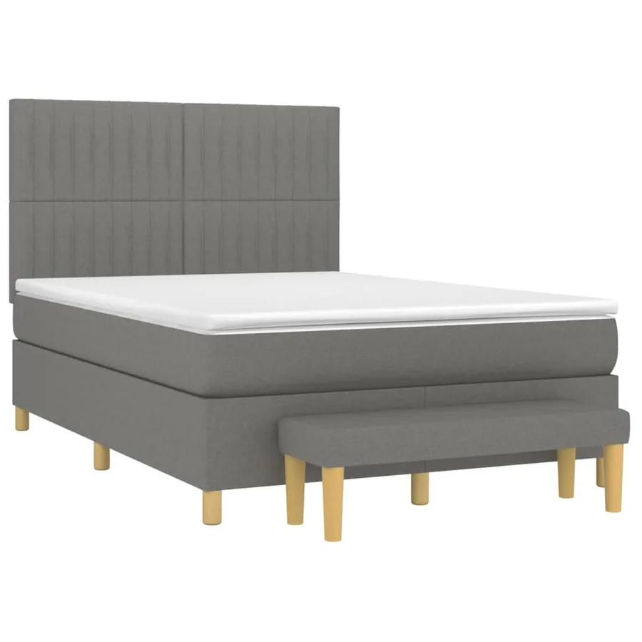 Sommier à lattes de lit avec matelas Gris foncé 140x200cm Tissu - 3