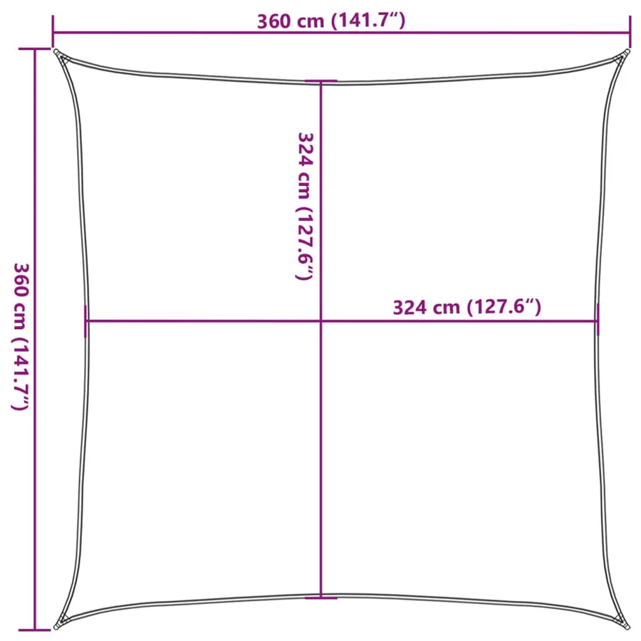 Voile de parasol PEHD Carré 3,6 x 3,6 m Blanc - 10