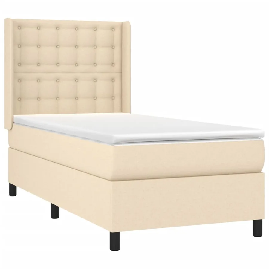 Sommier à lattes de lit avec matelas Crème 90x200 cm Tissu - 3