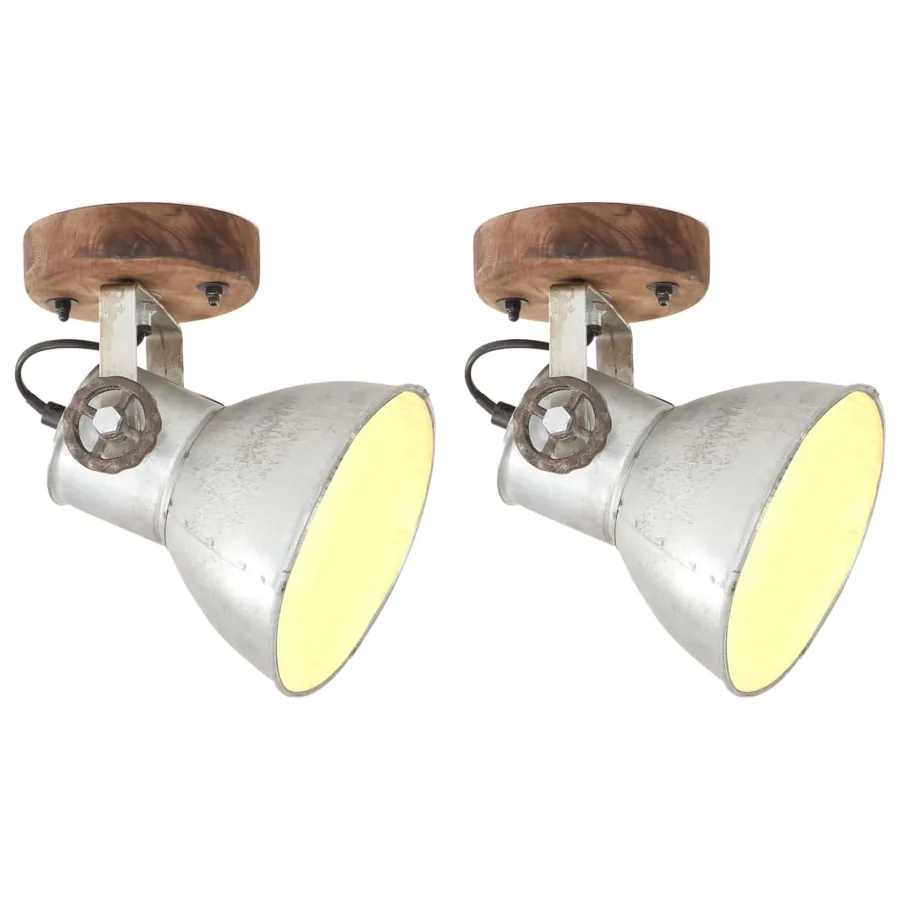 Lampe murale industrielle/plafonnier 2 pcs Argenté 20x25 cm E27