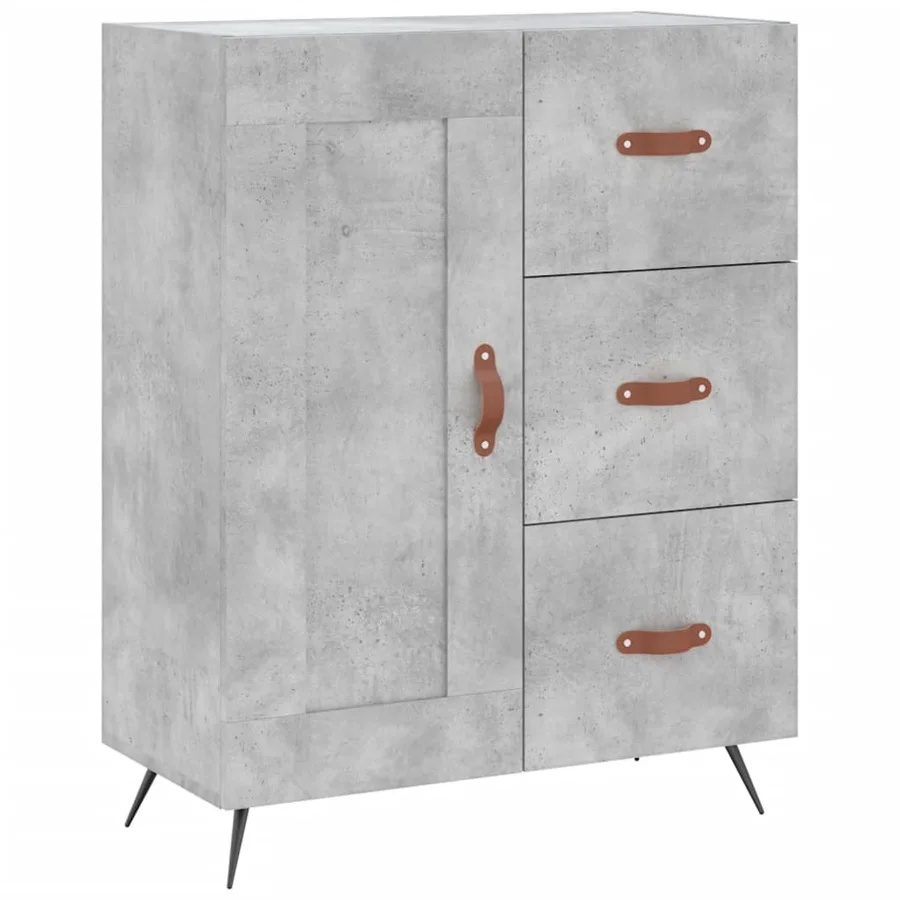 Buffet haut Gris béton 69,5x34x180 cm Bois d'ingénierie - 6