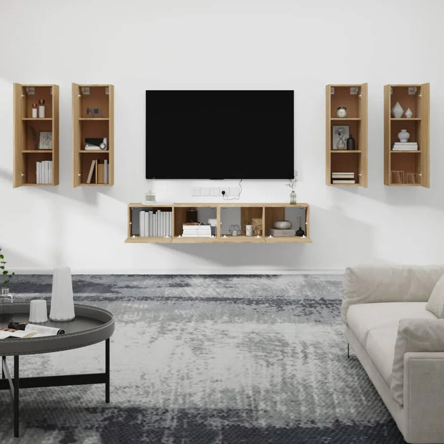 Ensemble de meubles TV 6 pcs Chêne sonoma Bois d'ingénierie - 3