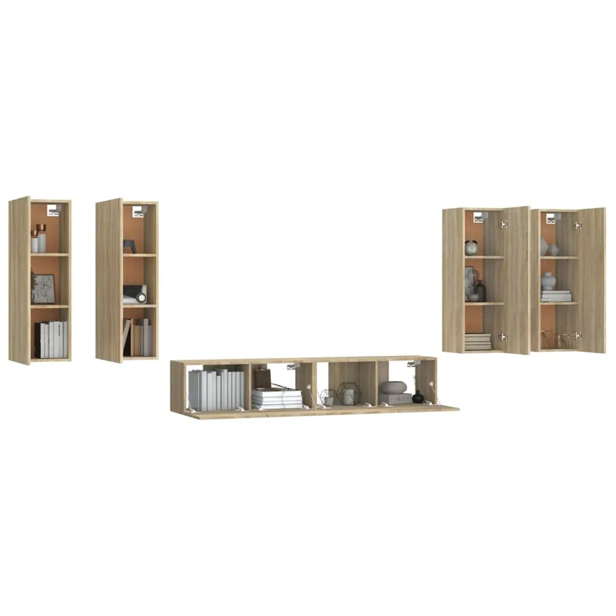 Ensemble de meubles TV 6 pcs Chêne sonoma Bois d'ingénierie - 6
