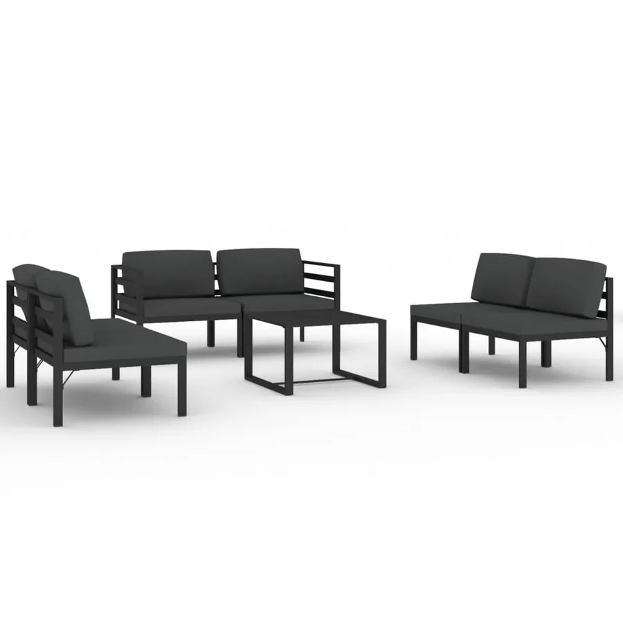 Salon de jardin 7 pcs avec coussins Aluminium Anthracite - 2