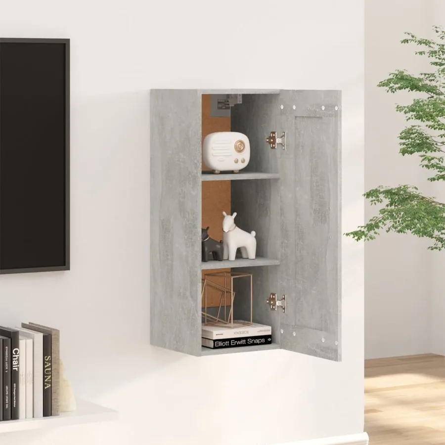Armoire murale Gris béton 35x34x90 cm Bois d'ingénierie - 3