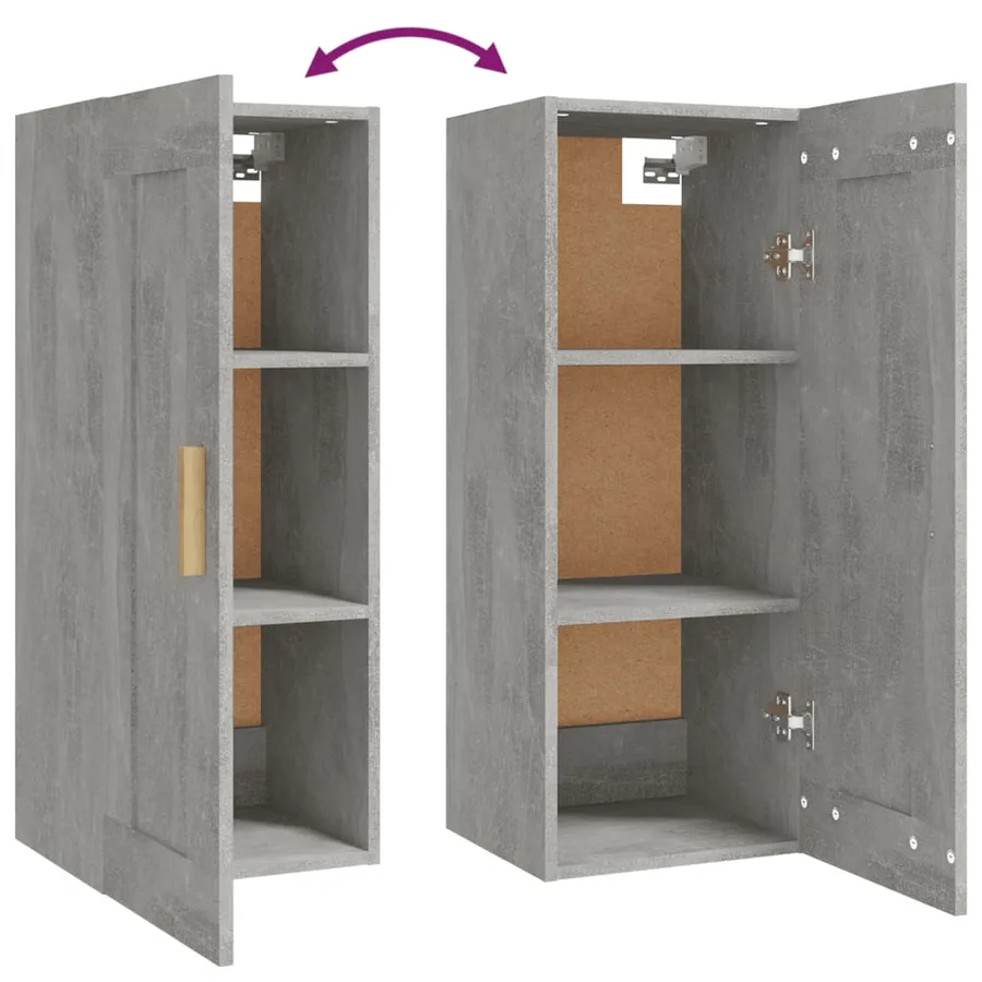 Armoire murale Gris béton 35x34x90 cm Bois d'ingénierie - 8