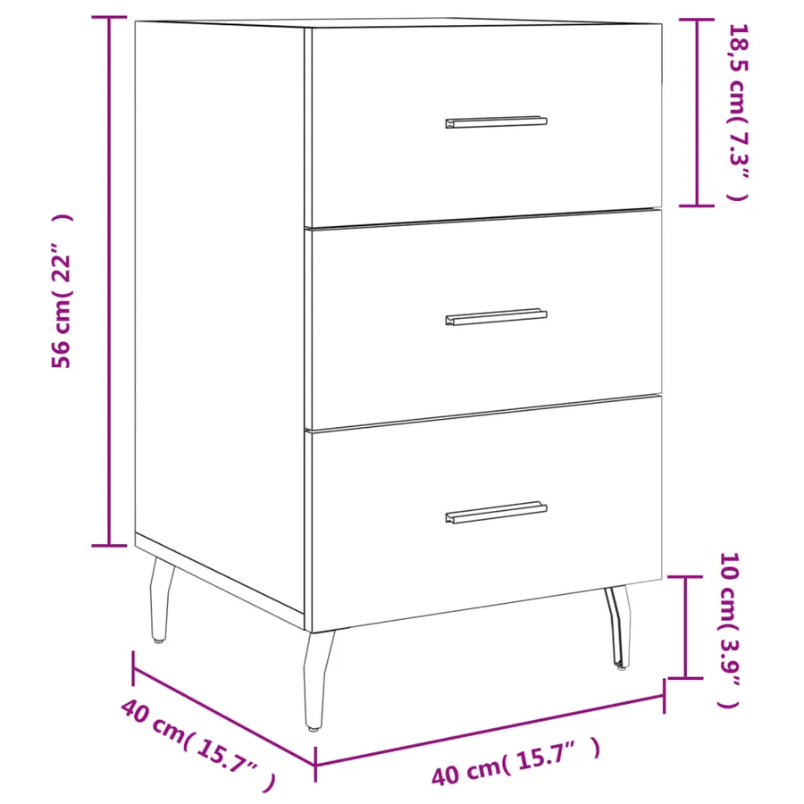 Table de chevet blanc 40x40x66 cm bois d'ingénierie - 12