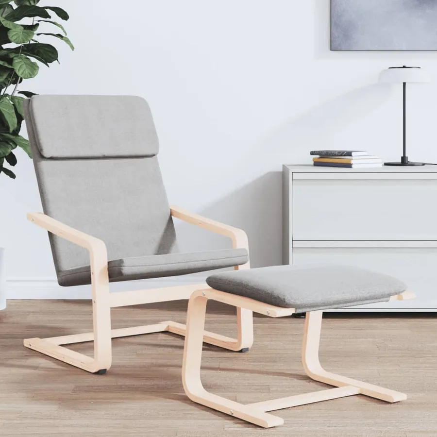 Chaise de relaxation Gris clair Tissu - 3