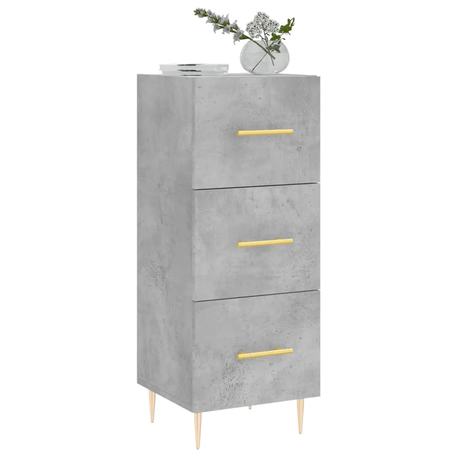 Buffet Gris béton 34,5x34x90 cm Bois d'ingénierie - 3