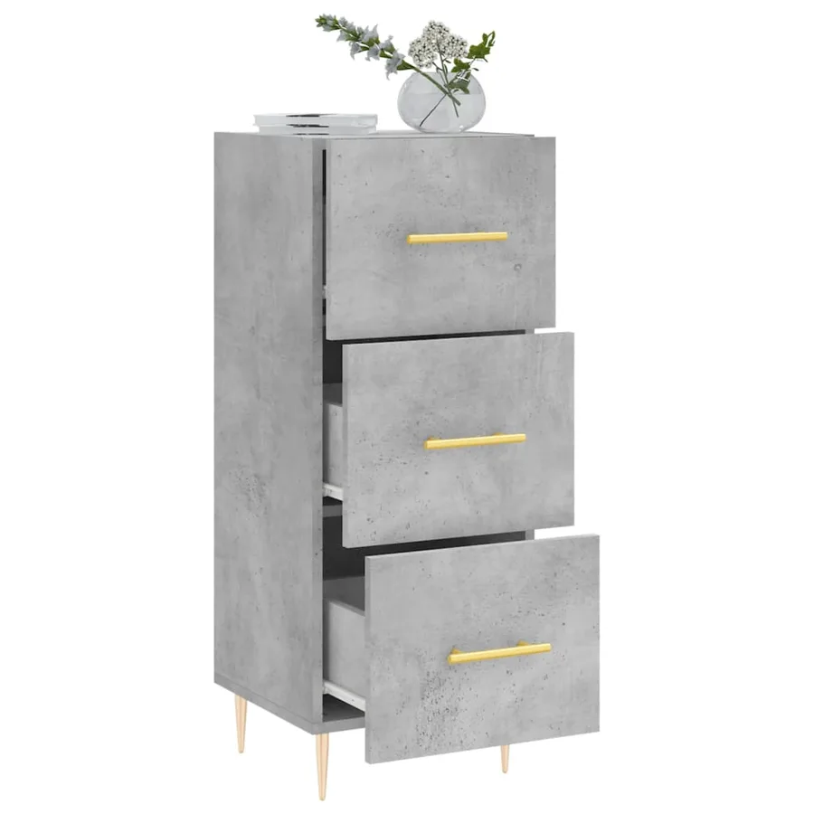 Buffet Gris béton 34,5x34x90 cm Bois d'ingénierie - 4