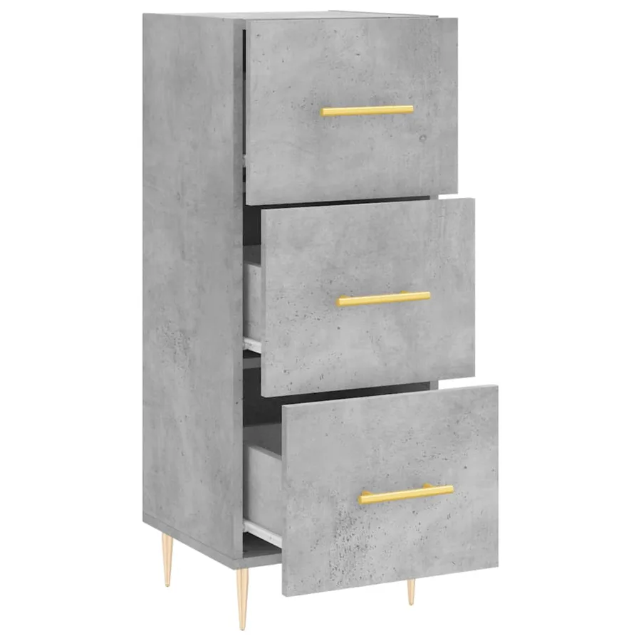 Buffet Gris béton 34,5x34x90 cm Bois d'ingénierie - 5