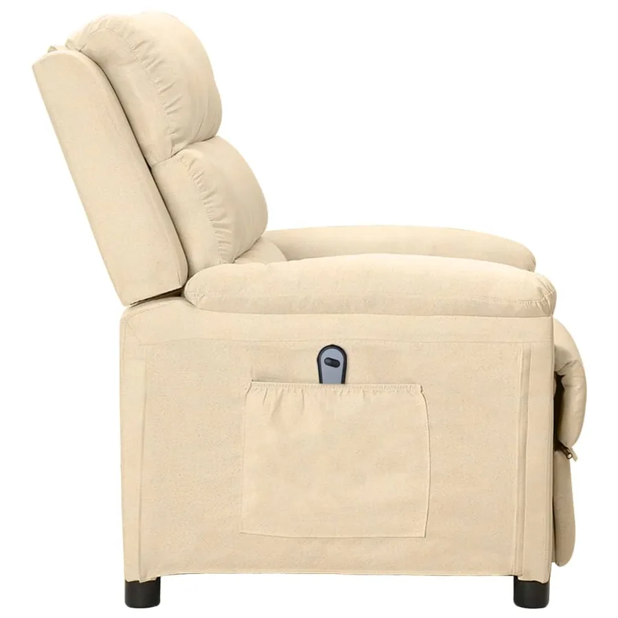 Fauteuil inclinable électrique Crème Tissu - 4