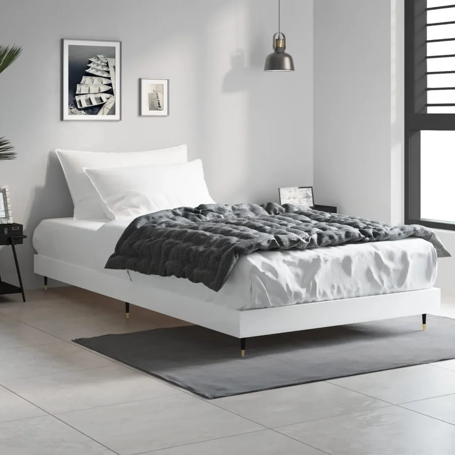 Cadre de lit sans matelas blanc 90x200 cm bois d'ingénierie - 3