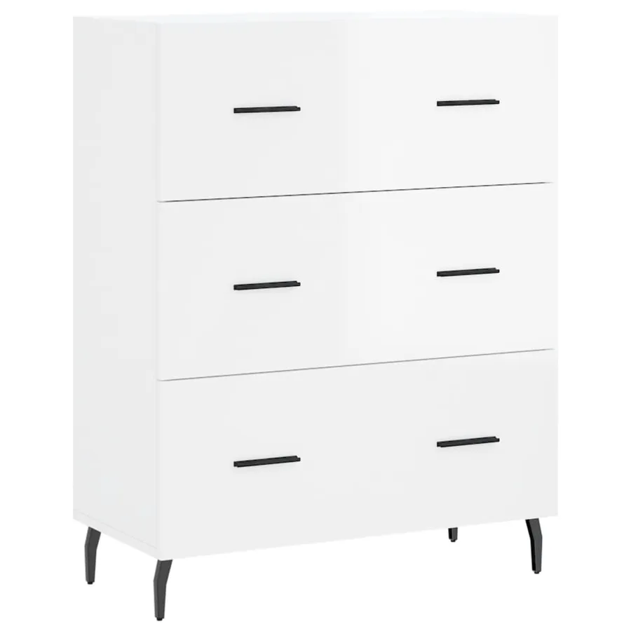 Buffet haut Blanc brillant 69,5x34x180 cm Bois d'ingénierie - 7