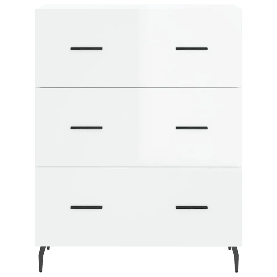 Buffet haut Blanc brillant 69,5x34x180 cm Bois d'ingénierie - 8