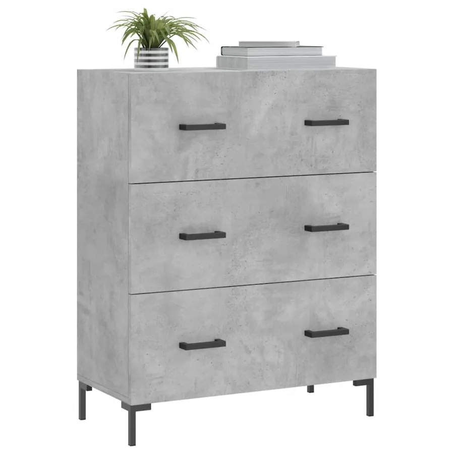 Buffet gris béton 69,5x34x90 cm bois d'ingénierie - 3
