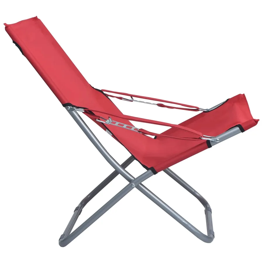 Chaises pliables de plage lot de 2 Tissu Rouge - 6