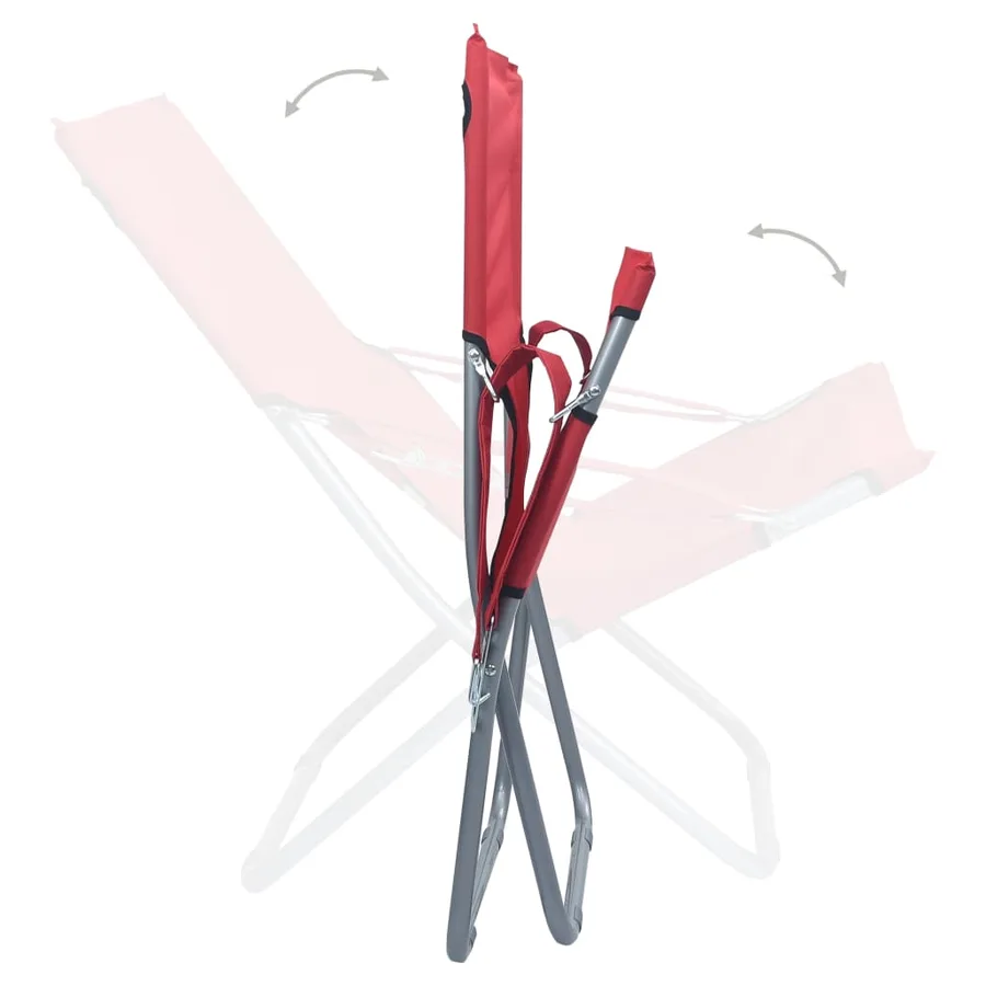 Chaises pliables de plage lot de 2 Tissu Rouge - 9