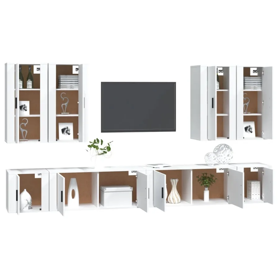Ensemble de meubles TV 8 pcs Blanc Bois d'ingénierie - 3
