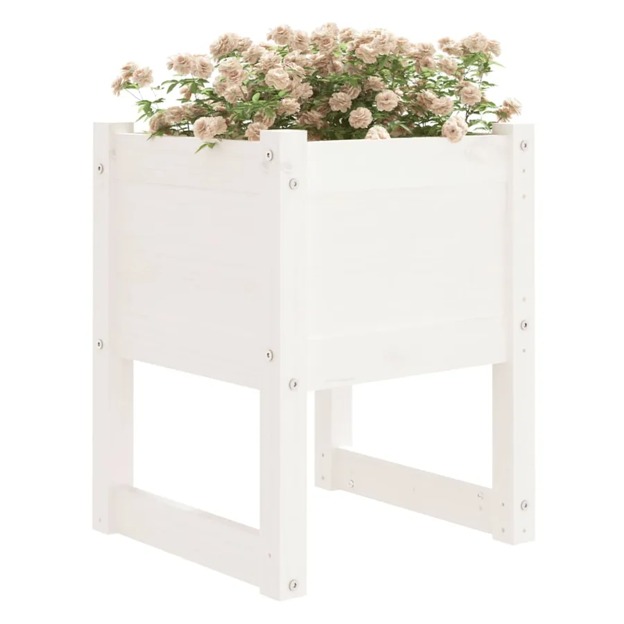 Jardinières 2 pcs Blanc 40x40x52,5 cm Bois massif de pin - 3