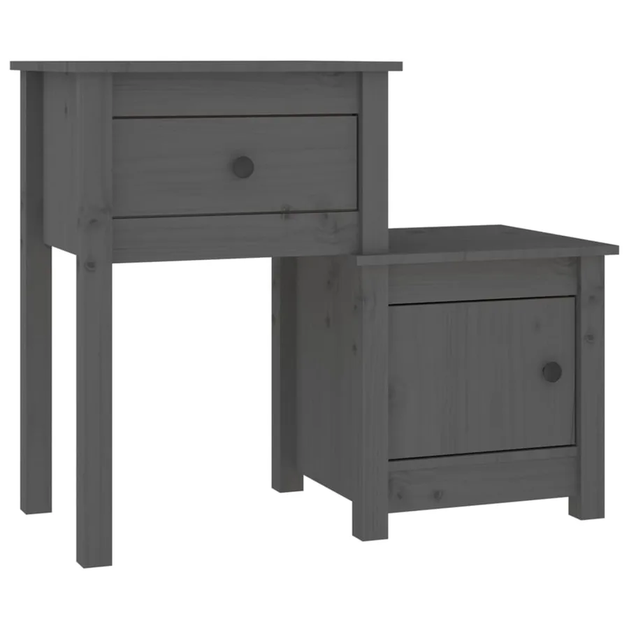 Tables de chevet 2 pcs Gris 79,5x38x65,5 cm Bois de pin massif - 3