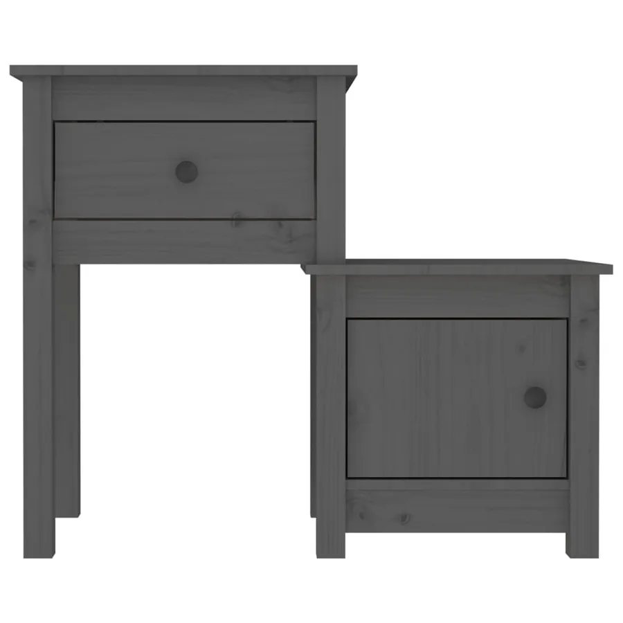 Tables de chevet 2 pcs Gris 79,5x38x65,5 cm Bois de pin massif - 5