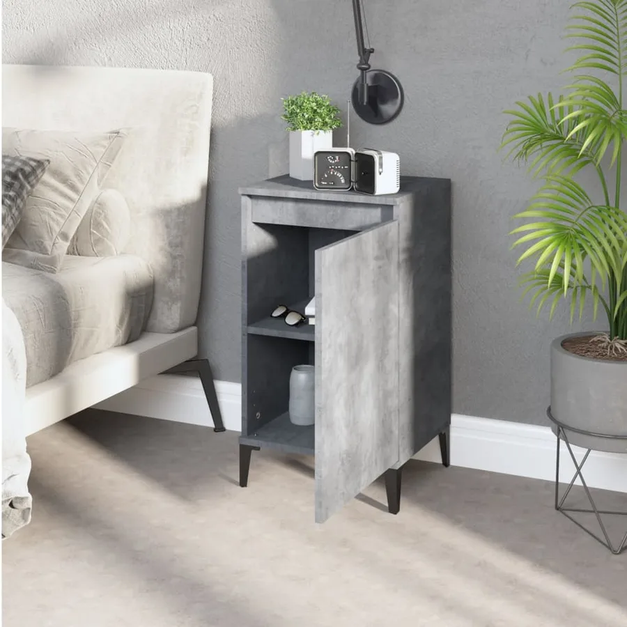 Table de chevet gris béton 40x35x70 cm bois d'ingénierie - 3