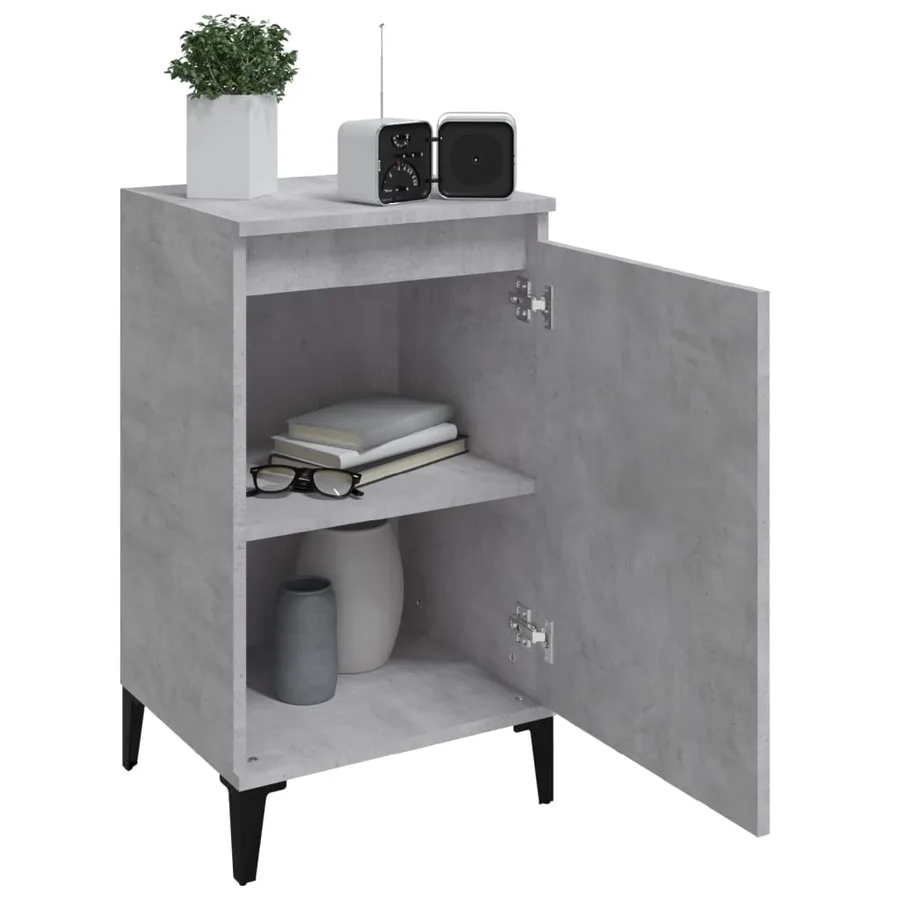 Table de chevet gris béton 40x35x70 cm bois d'ingénierie - 4
