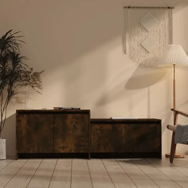 Meuble TV Chêne fumé 146,5x35x50 cm Bois d'ingénierie