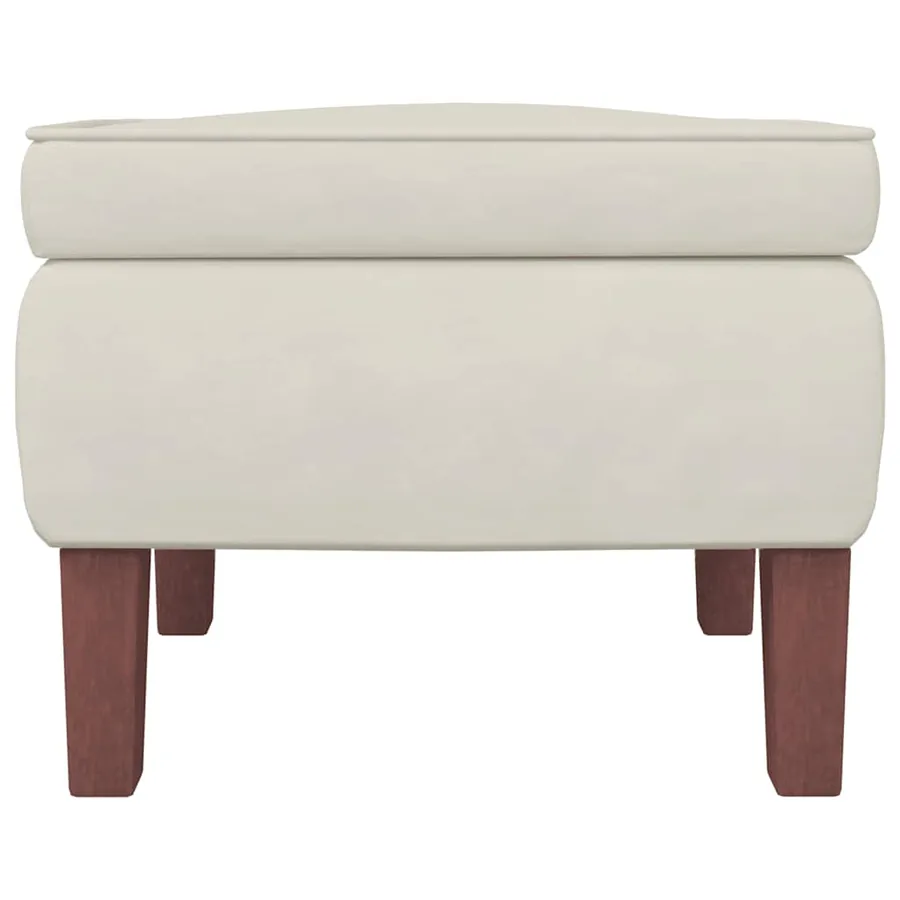 Fauteuil à bascule à oreilles en velours crème bois massif - 10