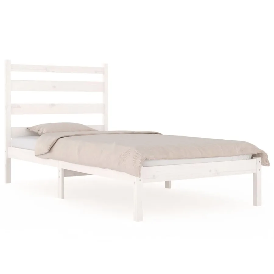 Cadre de lit sans matelas blanc bois massif 100x200 cm - 2