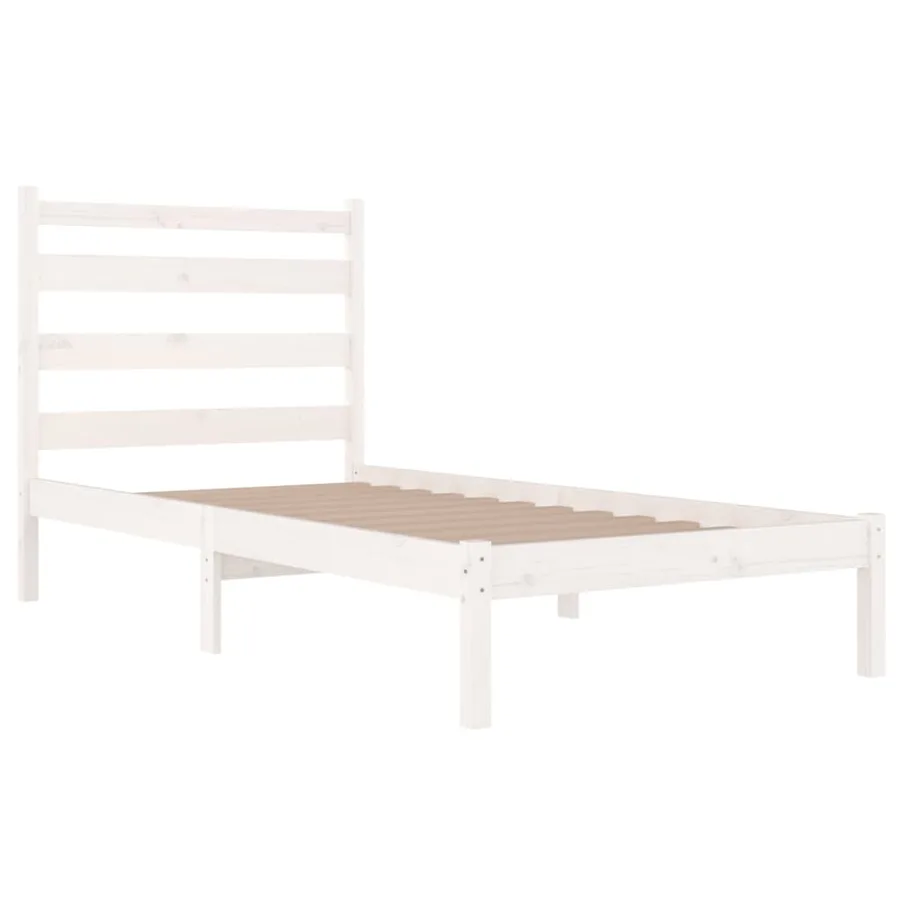 Cadre de lit sans matelas blanc bois massif 100x200 cm - 4