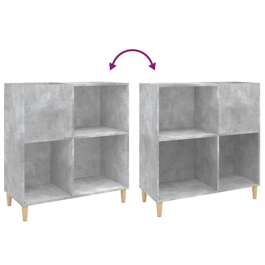 Armoire à disques gris béton 84,5x38x89 cm bois d'ingénierie - 7