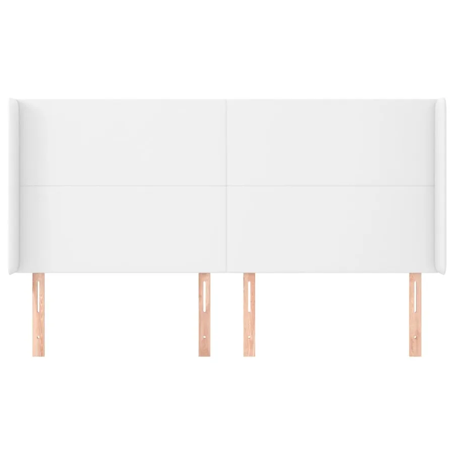 Tête de lit avec oreilles Blanc 203x23x118/128 cm Similicuir - 3