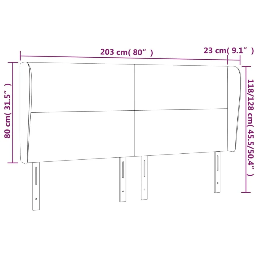 Tête de lit avec oreilles Blanc 203x23x118/128 cm Similicuir - 9