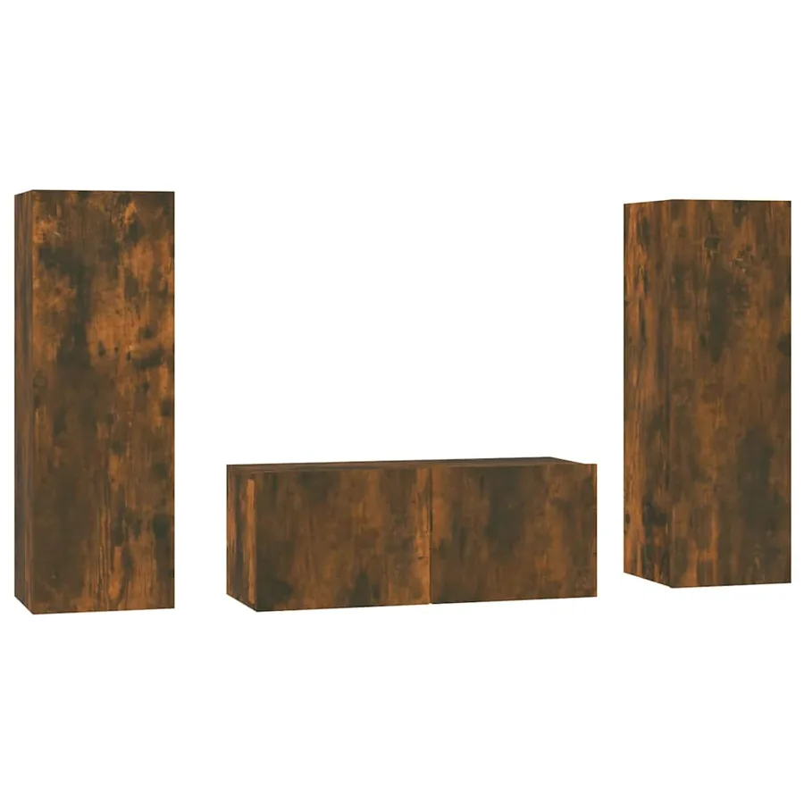 Ensemble de meubles TV 3 pcs Chêne fumé Bois d'ingénierie - 2