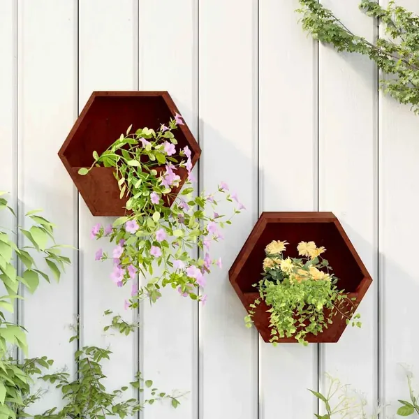 Jardinières murales 2 pcs Rouillé Acier corten 30x10x25 cm