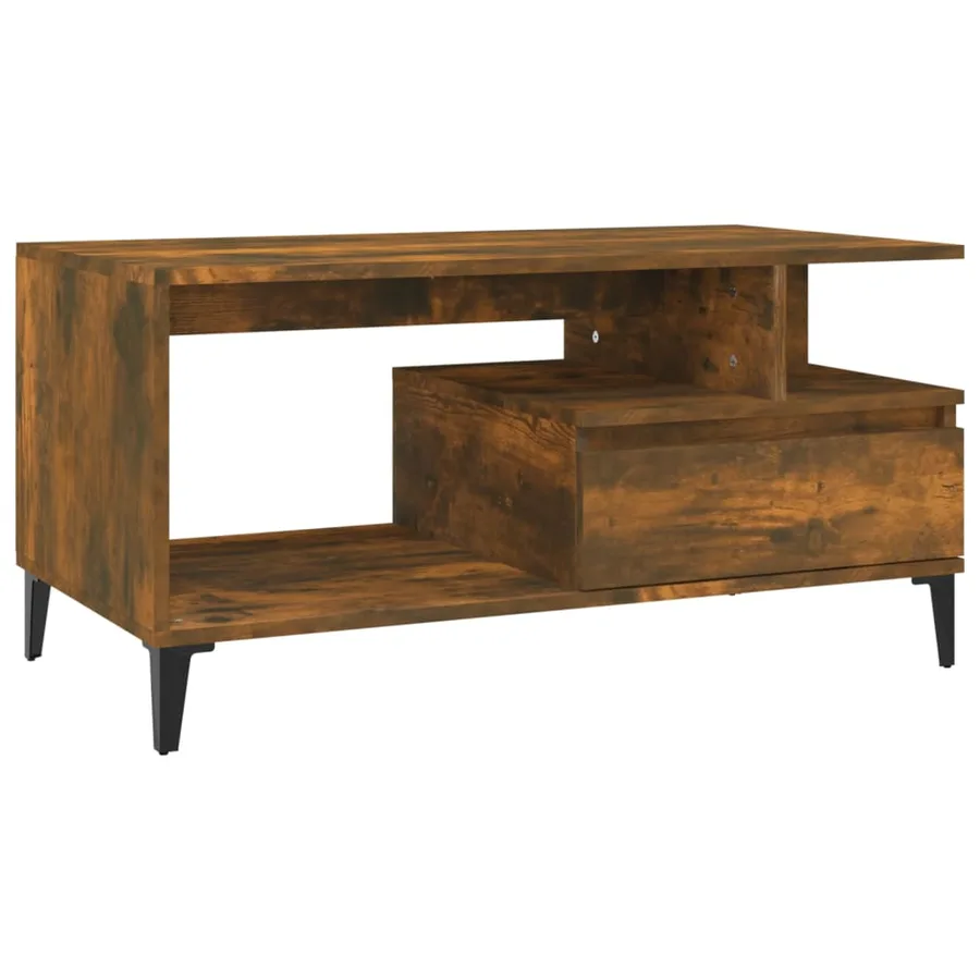 Table basse Chêne fumé 90x49x45 cm Bois d'ingénierie - 2