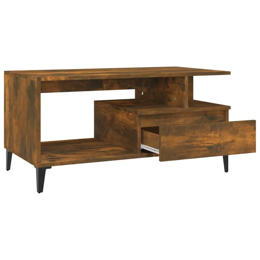 Table basse Chêne fumé 90x49x45 cm Bois d'ingénierie - 6