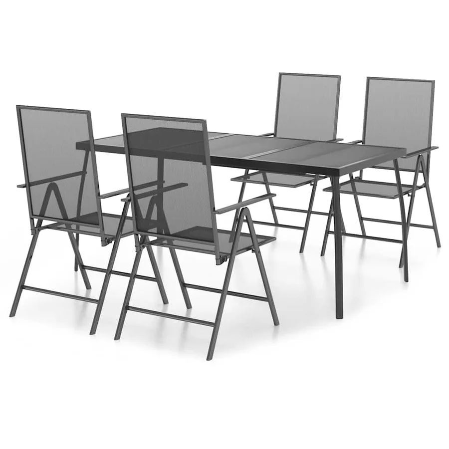 Ensemble à manger de jardin 5 pcs anthracite acier - 2